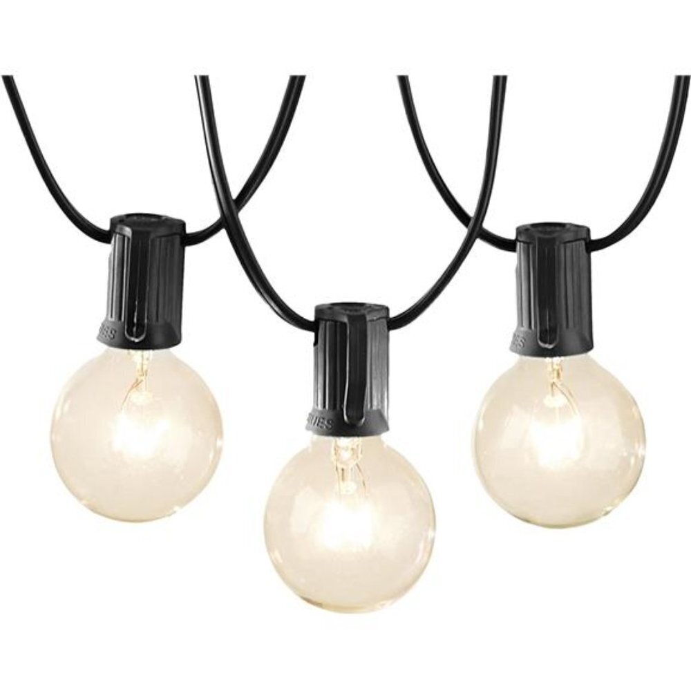 Outdoor String Lights 50 Feet Black Patio Decor